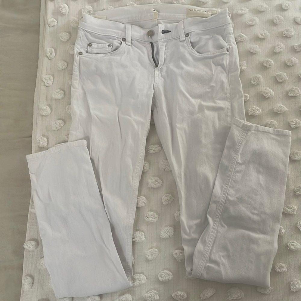 Straight rag and bone white jeans low rise
